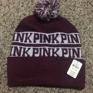 Pink brand beanie